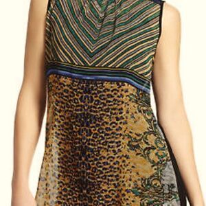 CAbi 565 Buchanan Striped Leopard Print Sheer Tank Sz M